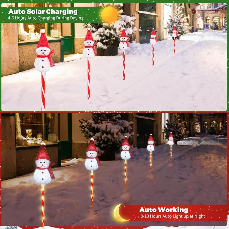 Snowman Solar Christmas Decorations Set Of 3 With 8 Modes Garden Lights