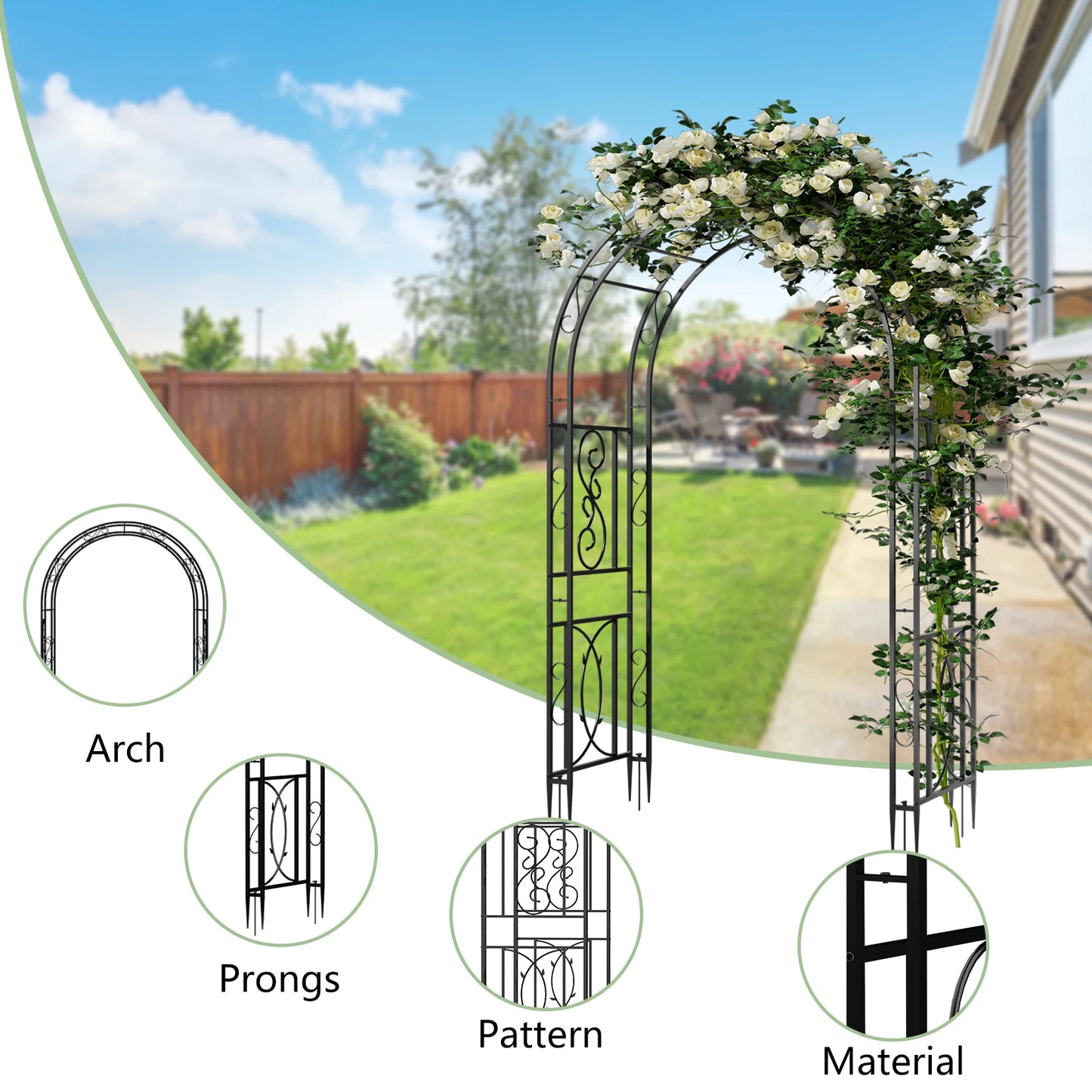 Feature Outdoor Metal Garden Arch Trellis Gothic Arbor Wedding