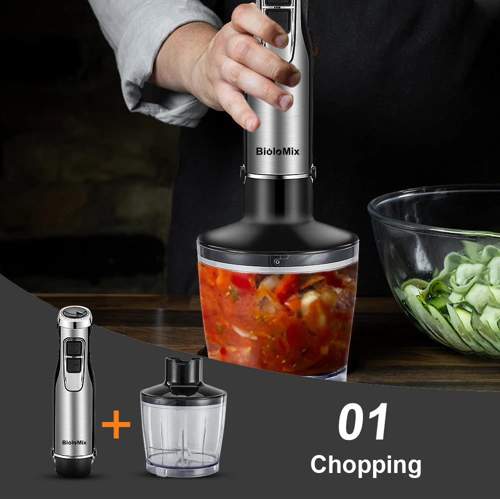 Biolomix 4 In 1 Immersion Hand Blender 1200W With Chopper And Smoothie Cup