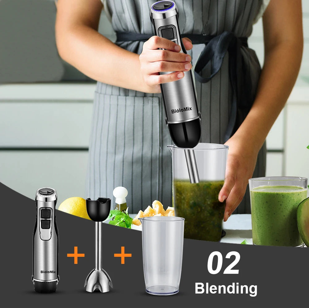 Biolomix 4 In 1 Immersion Hand Blender 1200W With Chopper And Smoothie Cup