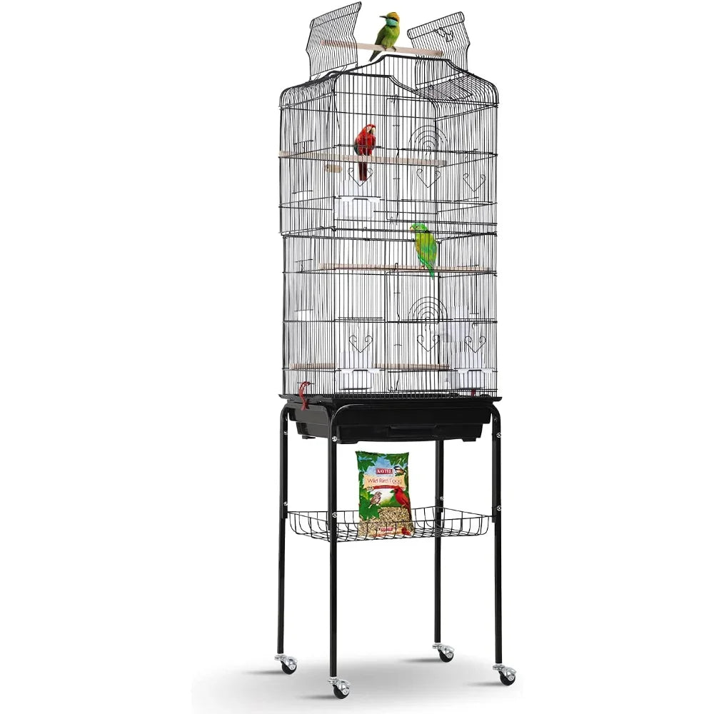 Gap Bird Cage With Rolling Stand Open Top For Parrots