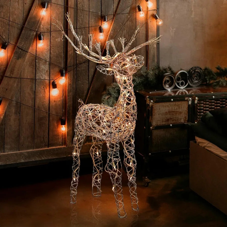 Guangdong Outdoor Rattan Reindeer Christmas LED Light Decoration