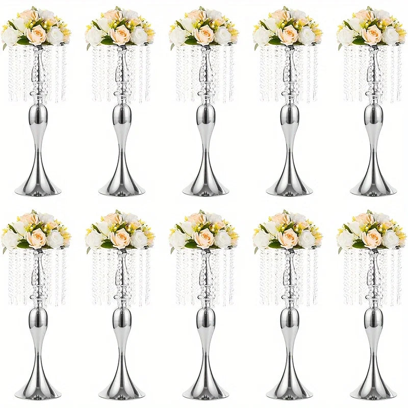 Function Crystal Flower Stand Centerpiece Metal Vase For Weddings
