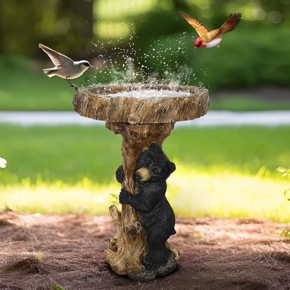 Resin Fiber Outdoor Bird Bath Garden Standing Bird Bath Decor