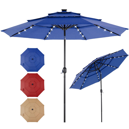JHK Solar LED Patio Umbrella With Tilting Table