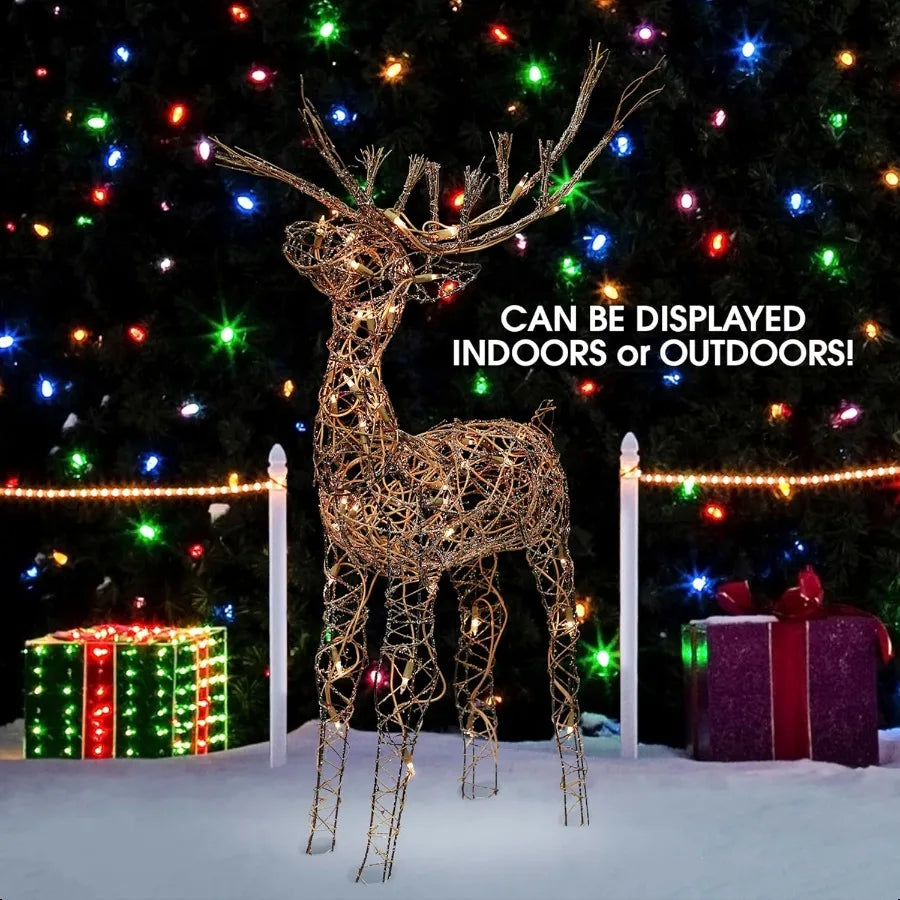 Guangdong Outdoor Rattan Reindeer Christmas LED Light Decoration