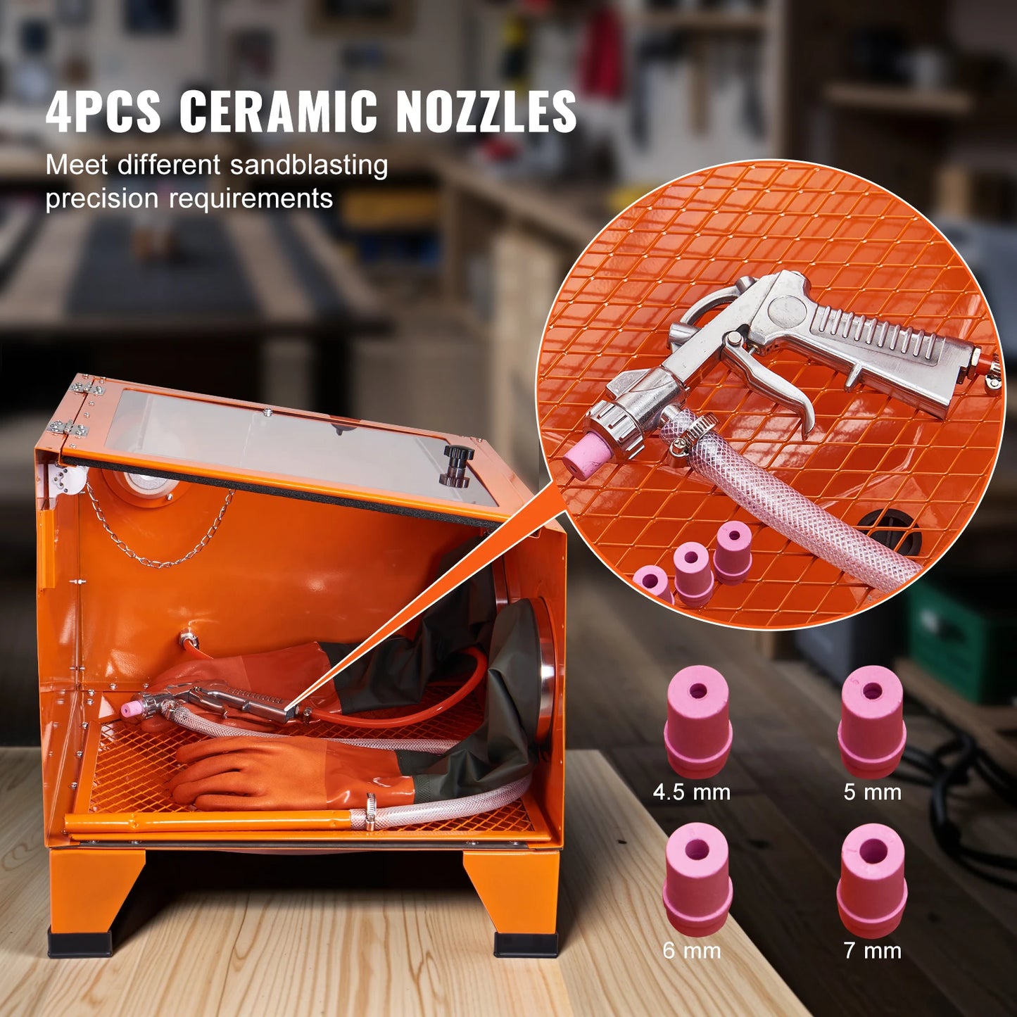 Succebuy Sandblasting Cabinet Benchtop Portable Sand Blaster With Gun Nozzles