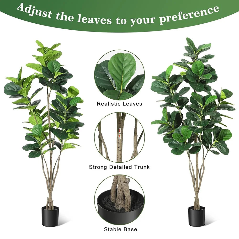 HiMISSCN Fiddle Leaf Fig Tree Artificial With Pot Decor