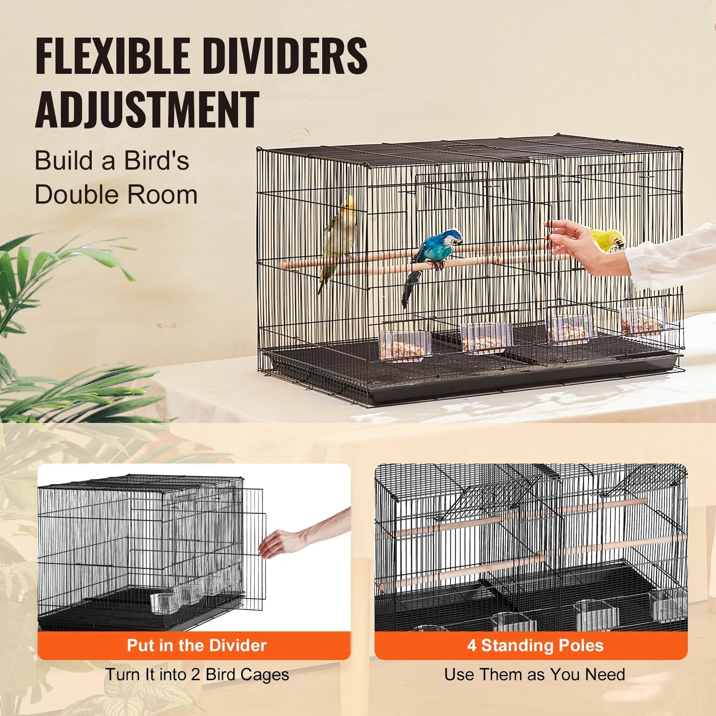 SucceBuy Stackable Bird Cage With Divider For Travel