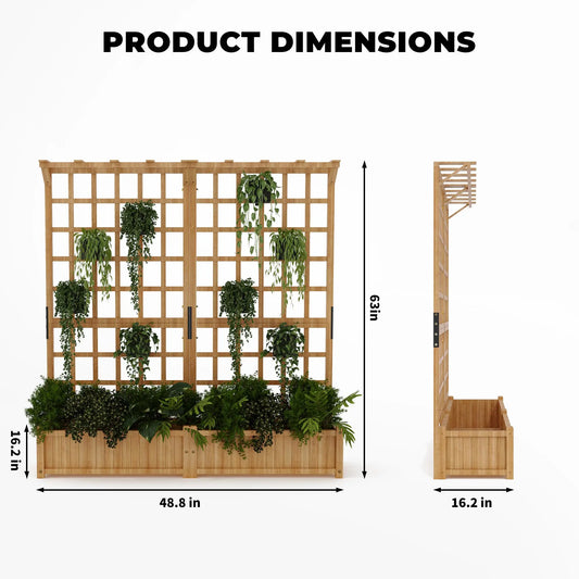HiMISS Two-Tier Wooden Planter Box With Trellis