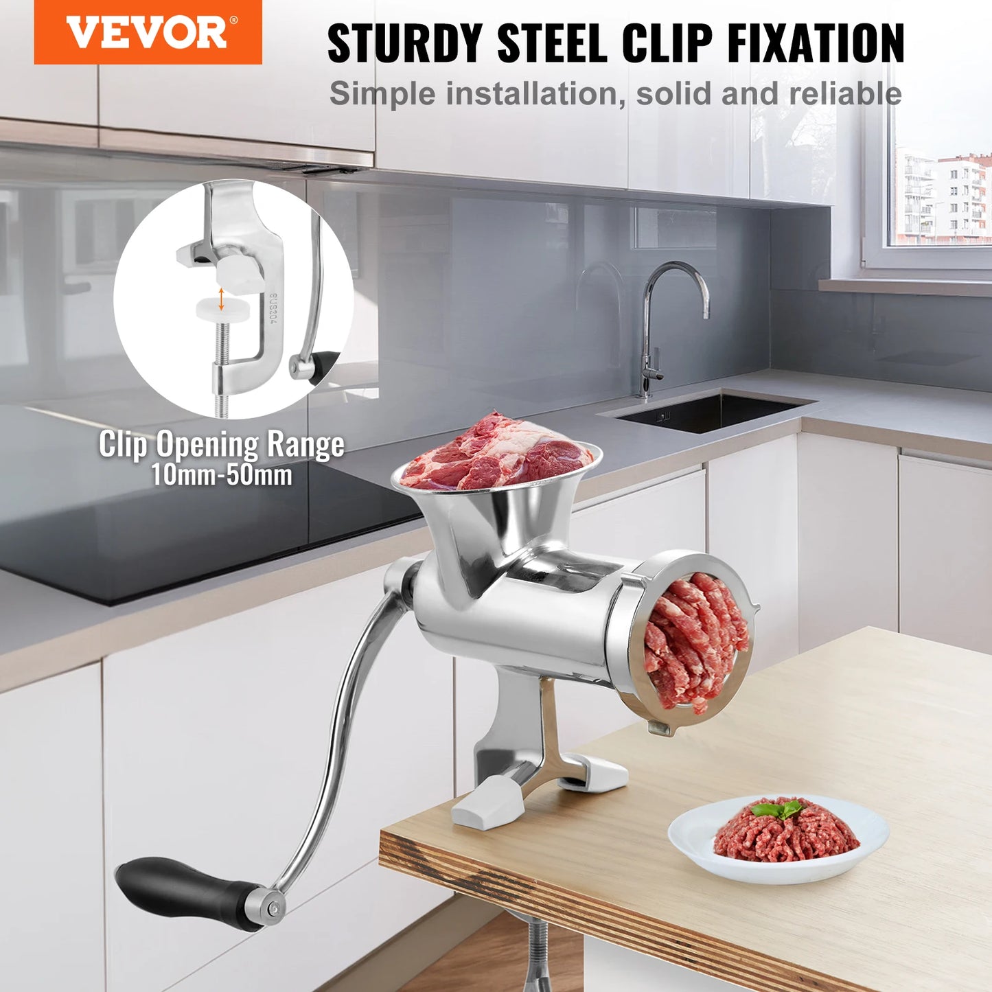 SucceBuy Manual Meat Grinder 304 Stainless Steel With Table Clamp