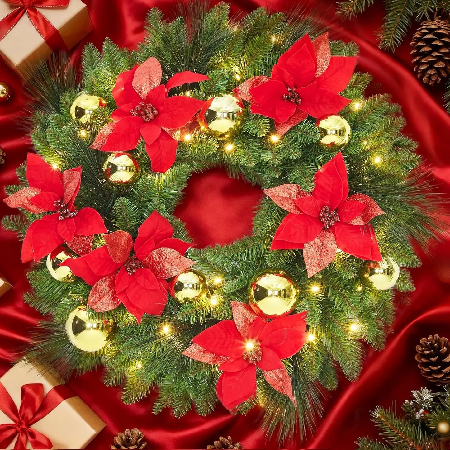 Guangdong 24 Inch Pre Lit Wreath With 50 LED Lights