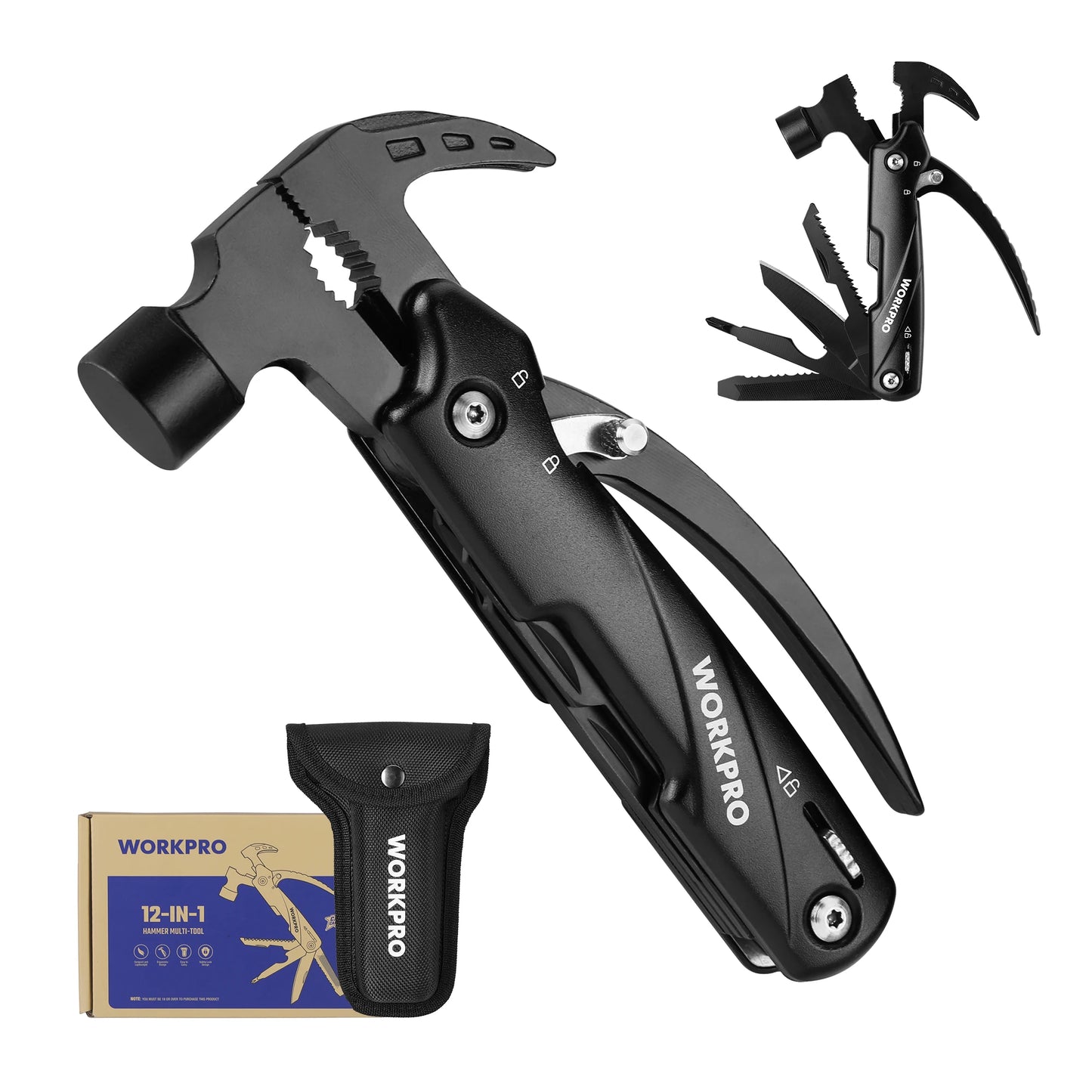 WORKPRO 12-In-1 Hammer Multitool With Sheath