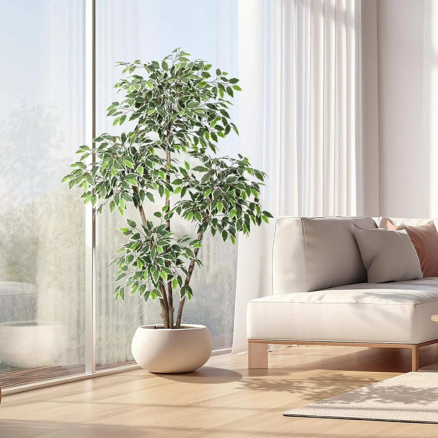 HiMISSCN Ficus Artificial Tree Potted Indoor Plant