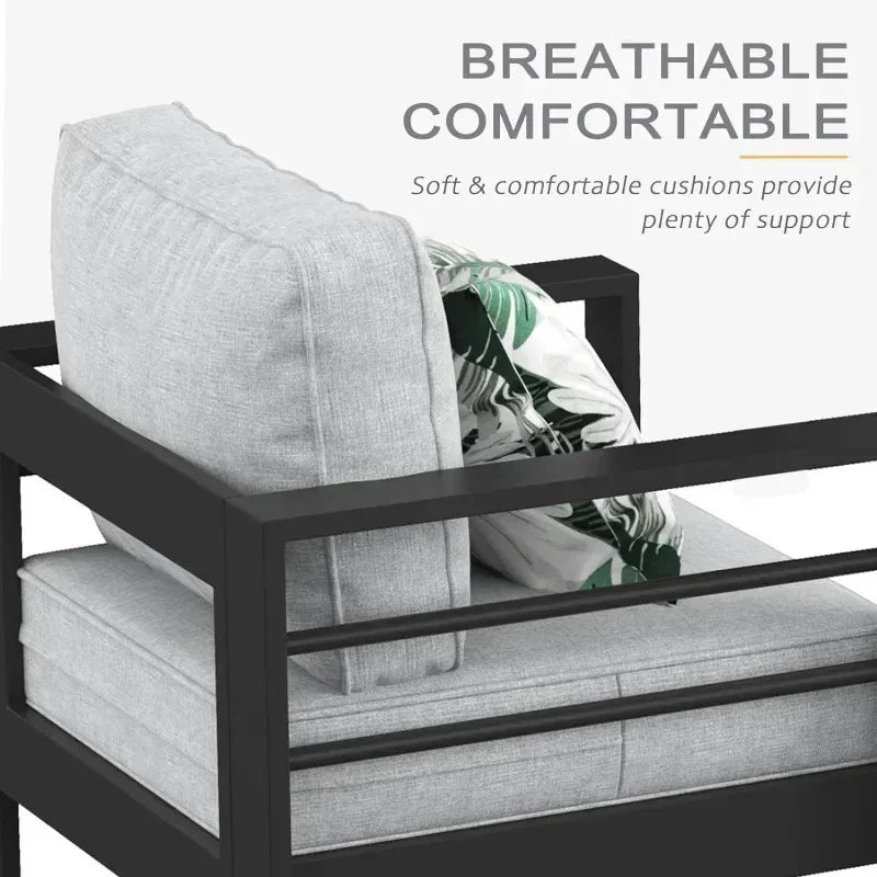 YUJINGXI Aluminum Fire Pit Patio Set 5 Piece Outdoor