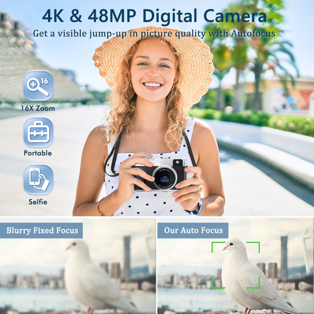 Zostuic 4K Digital Camera Autofocus 48MP Vlogging Camera