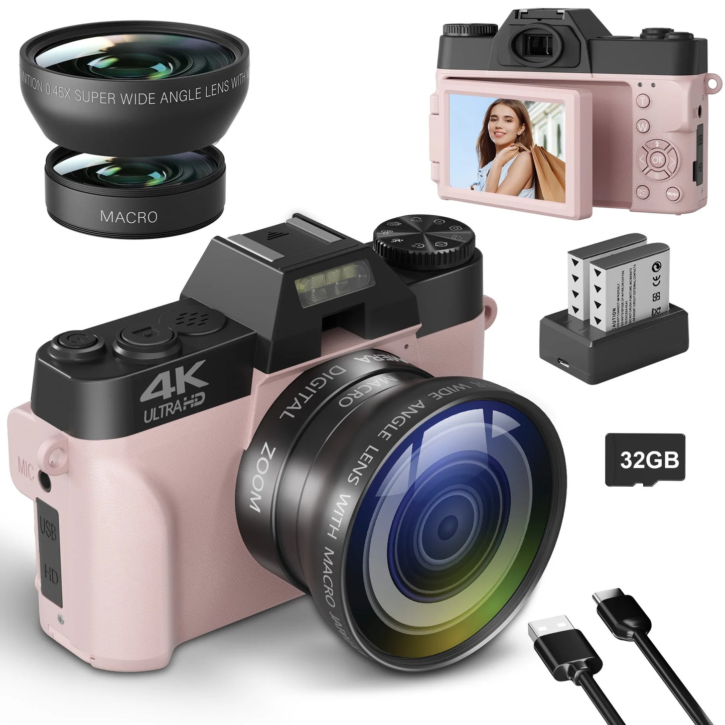 Gavonde 4K WiFi Compact Digital Camera With Flip Screen