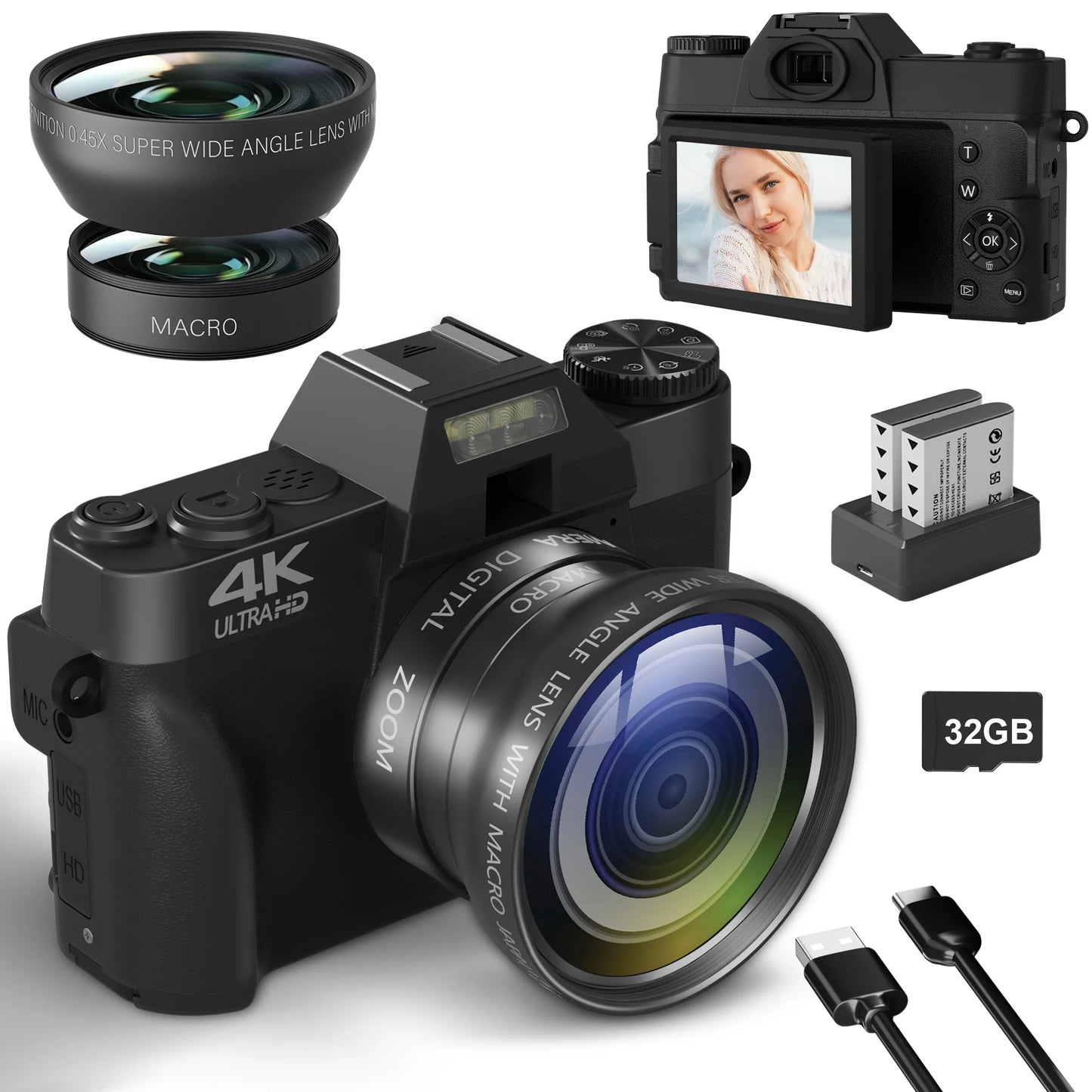 Gavonde 4K WiFi Compact Digital Camera With Flip Screen