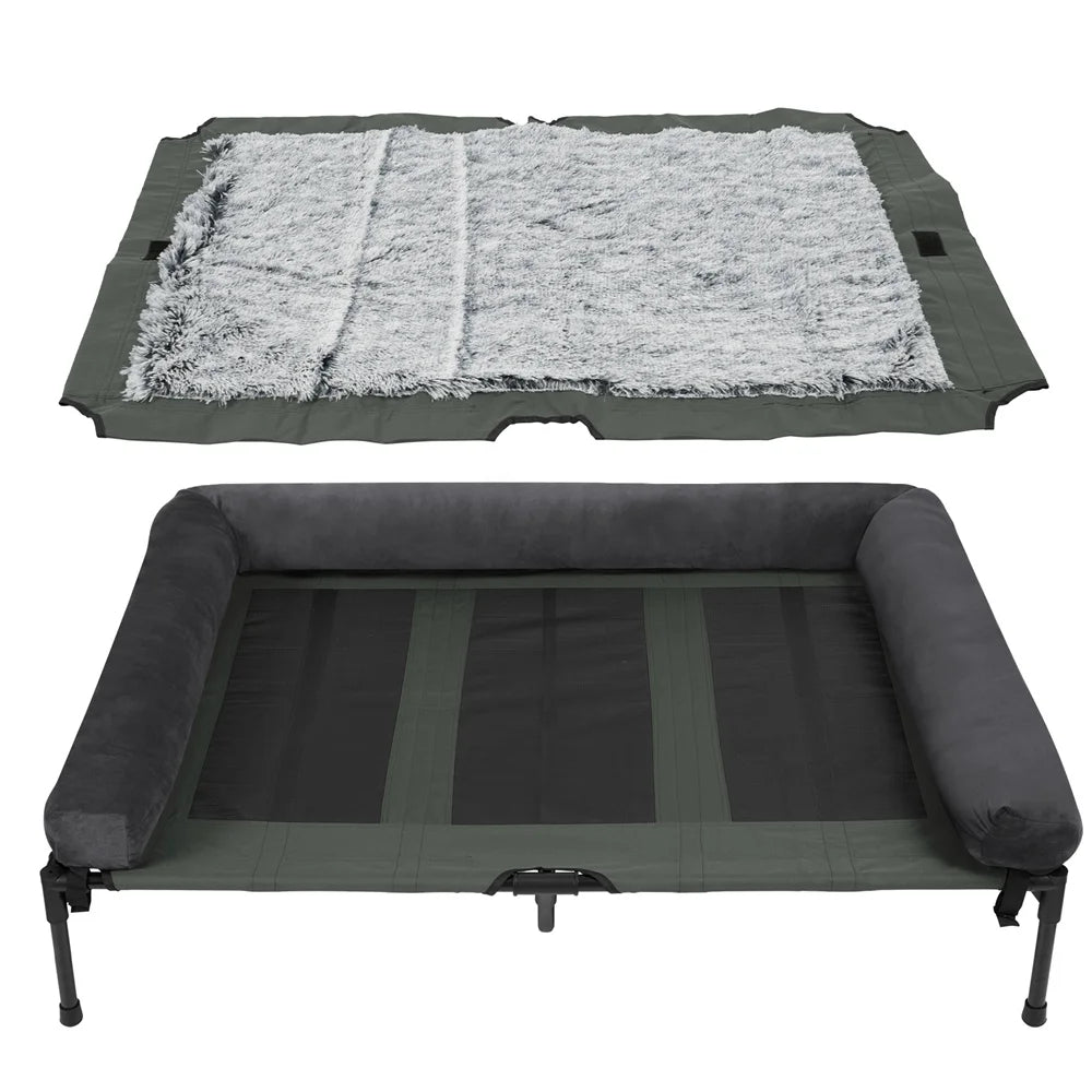 BORWARTCN Outdoor Raised Dog Bed With Cooling Breathable Mat