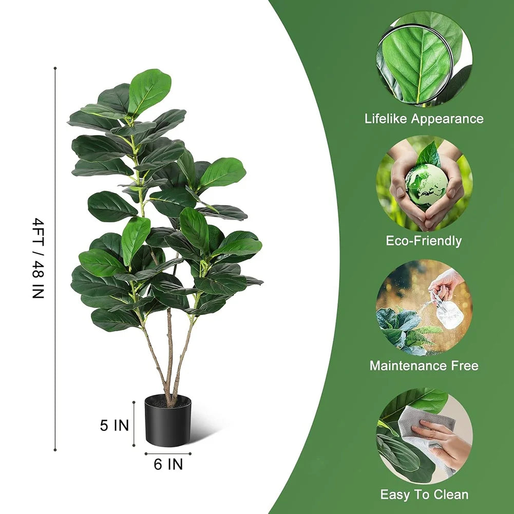 HiMISSCN Fiddle Leaf Fig Tree Artificial With Pot Decor