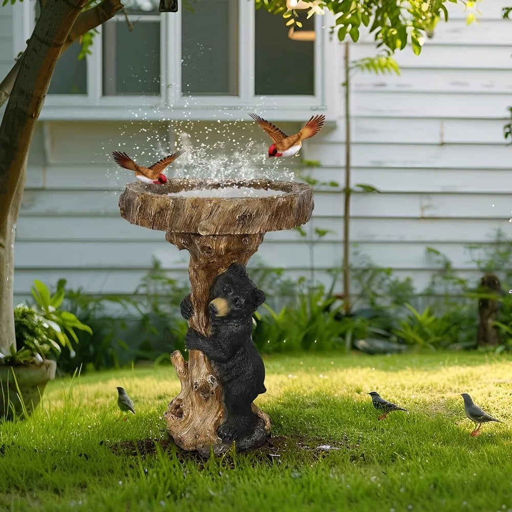 Resin Fiber Outdoor Bird Bath Garden Standing Bird Bath Decor