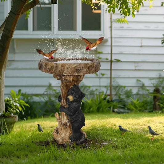 Resin Fiber Outdoor Bird Bath Garden Standing Bird Bath Decor