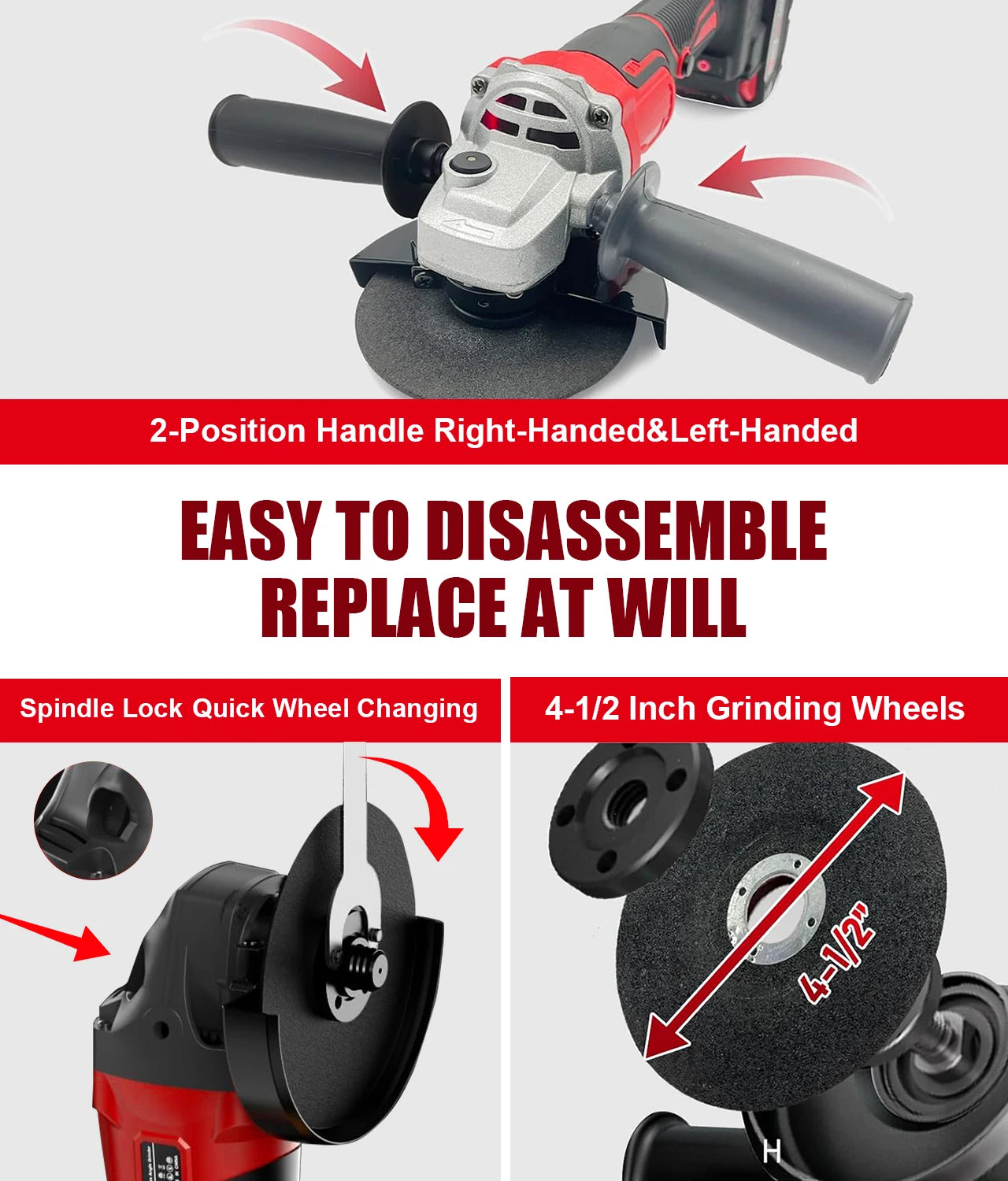 Milwaukee Compatible Brushless Angle Grinder Cordless Tool