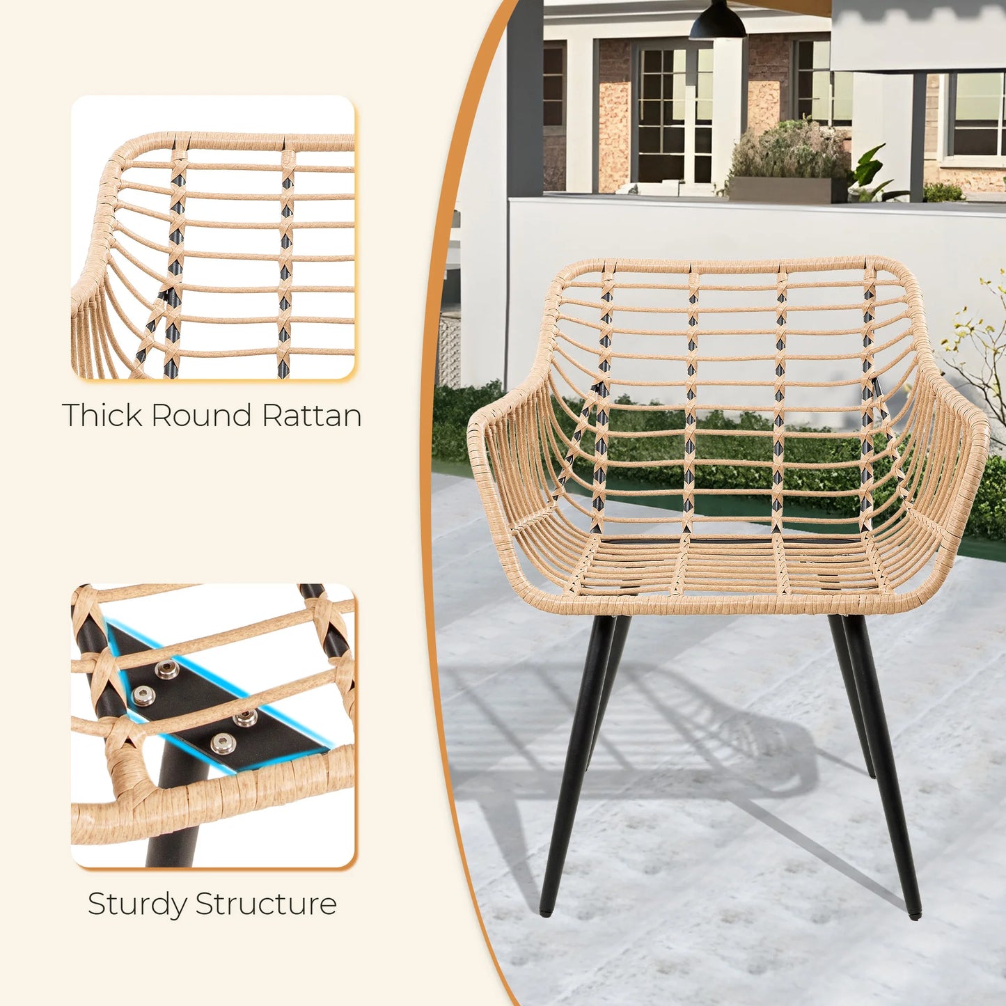 SEOGWISAM 5-Piece Outdoor Patio Bistro Set With Wicker Chairs And Ottoman