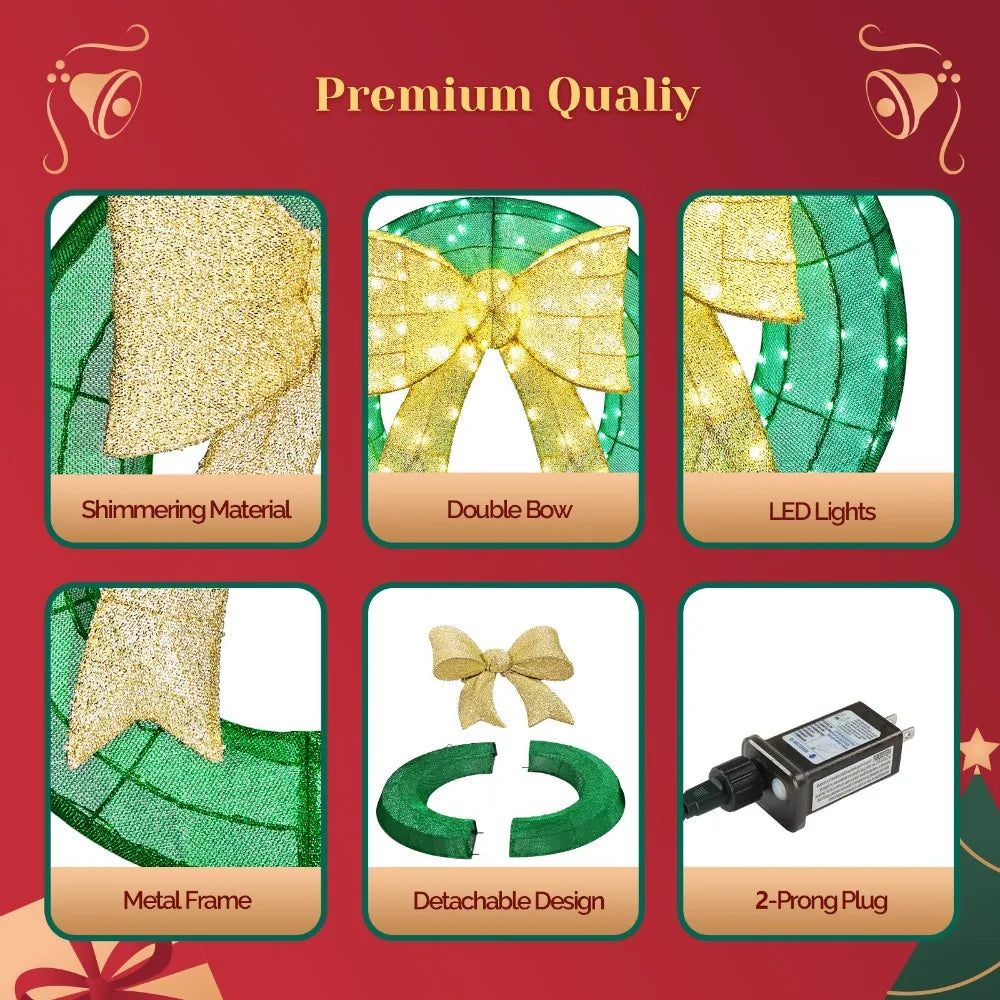 Guangdong Pre-Lit Indoor Outdoor Christmas Wreath With LED Lights