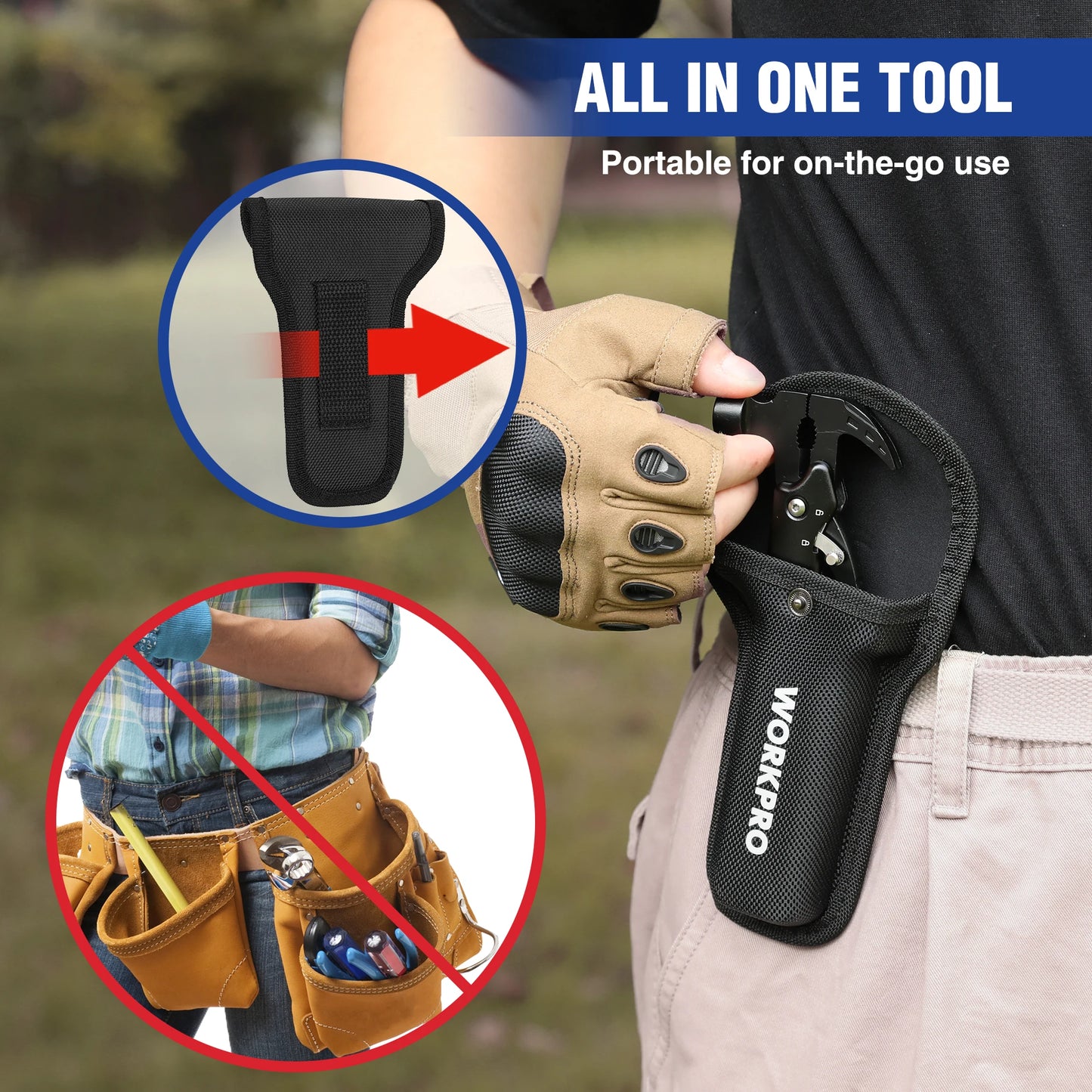 WORKPRO 12-In-1 Hammer Multitool With Sheath