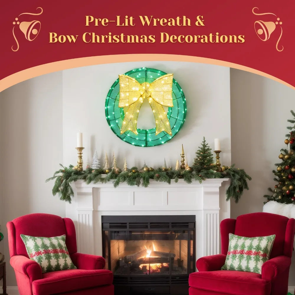 Guangdong Pre-Lit Indoor Outdoor Christmas Wreath With LED Lights