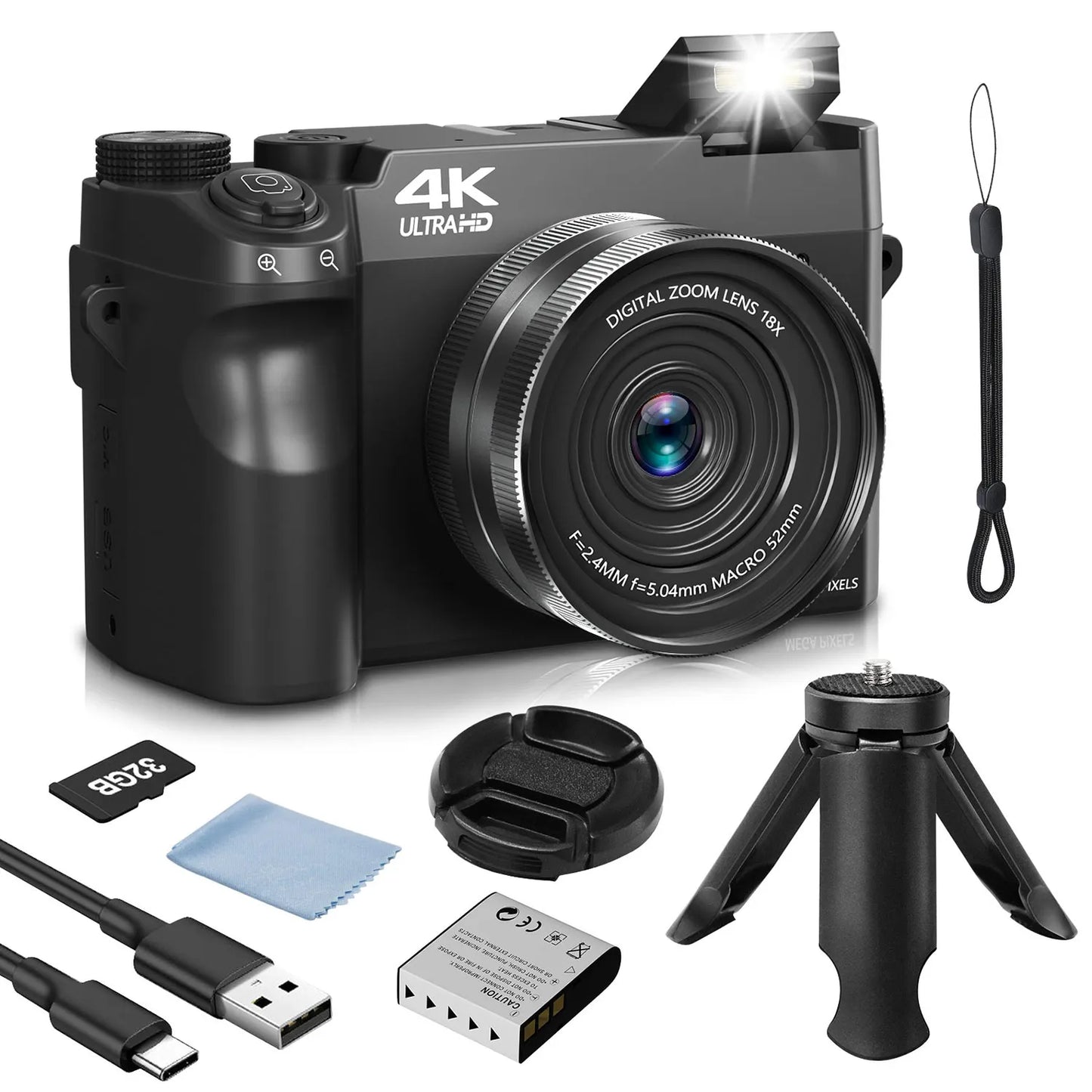 Gavonde 4K Digital Camera Autofocus Anti Shake Vlogging