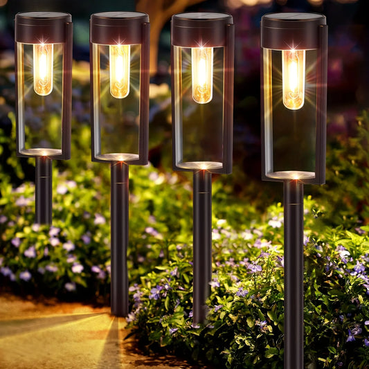Outdoor Solar Pathway Lights Auto On Off Garden Lamps