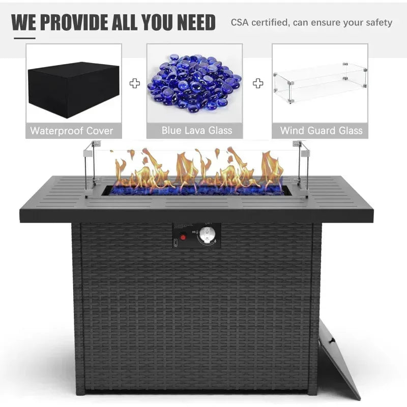 YUJINGXI Aluminum Fire Pit Patio Set 5 Piece Outdoor