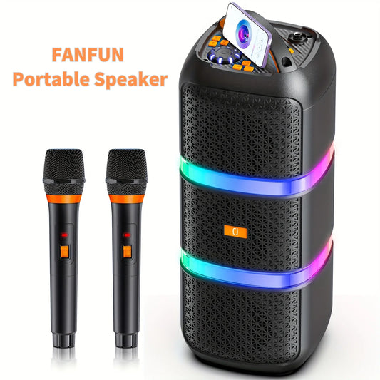 FanFun Bluetooth Speaker Waterproof Portable With Lights TWS USB AUX
