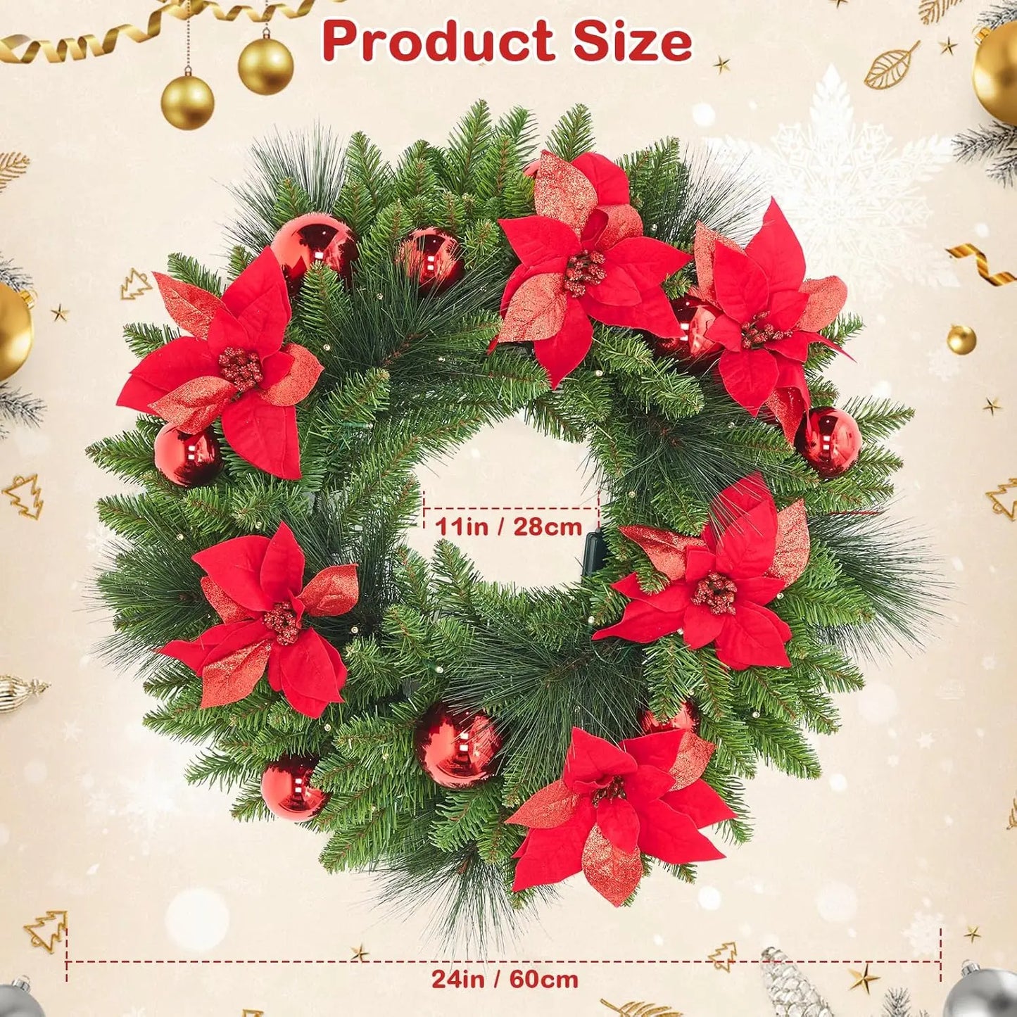 Guangdong 24 Inch Pre Lit Wreath With 50 LED Lights