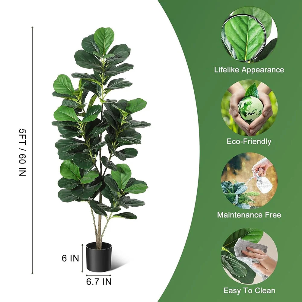 HiMISSCN Fiddle Leaf Fig Tree Artificial With Pot Decor
