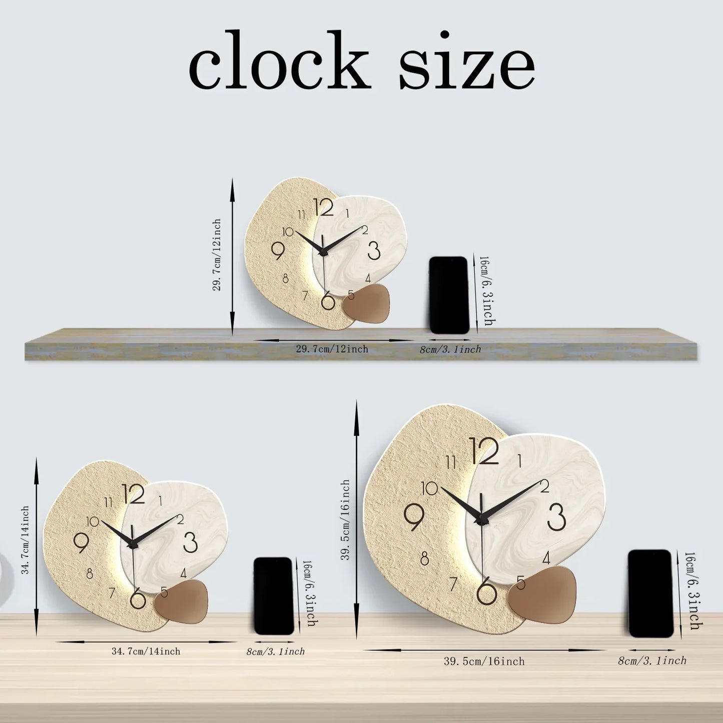 Combination Wall Clock Silent Quartz For Living Room Decor