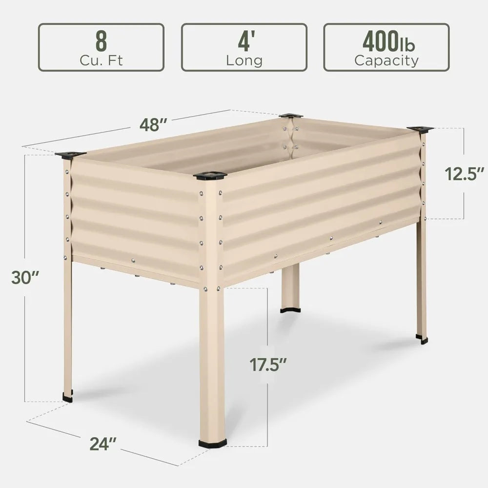 Galvanized Elevated Flower Bed Raised Planting Box For Garden