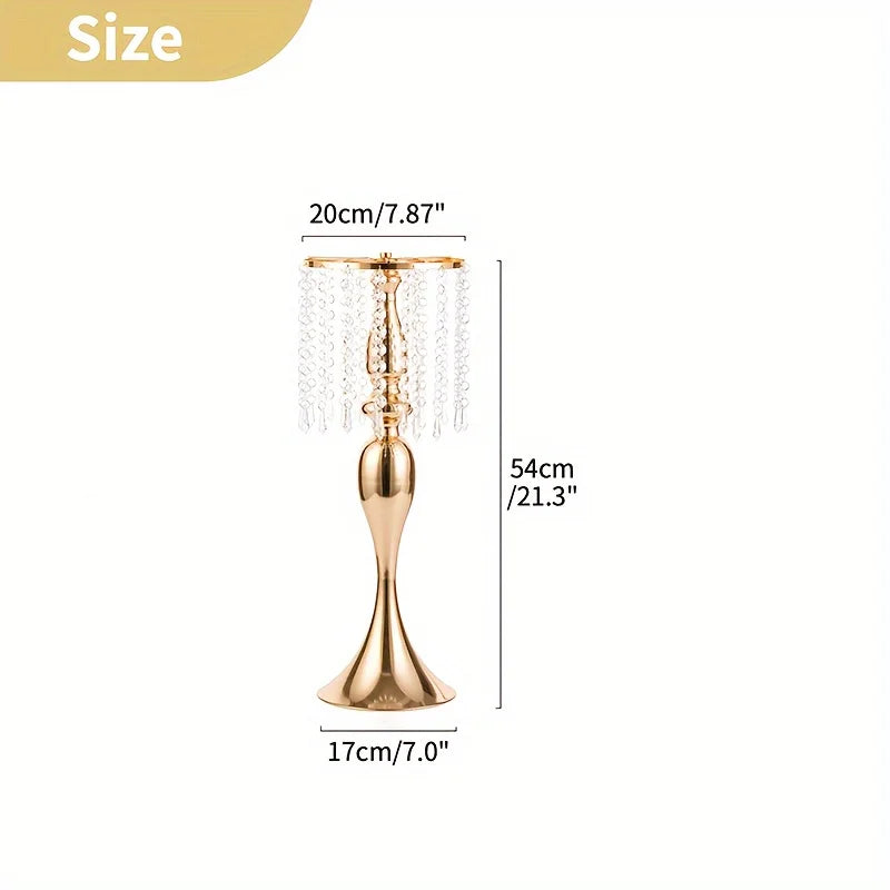 Function Crystal Flower Stand Centerpiece Metal Vase For Weddings