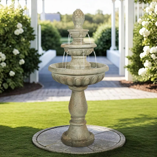 Concrete Outdoor Water Fountain 3-Tier Modern Design
