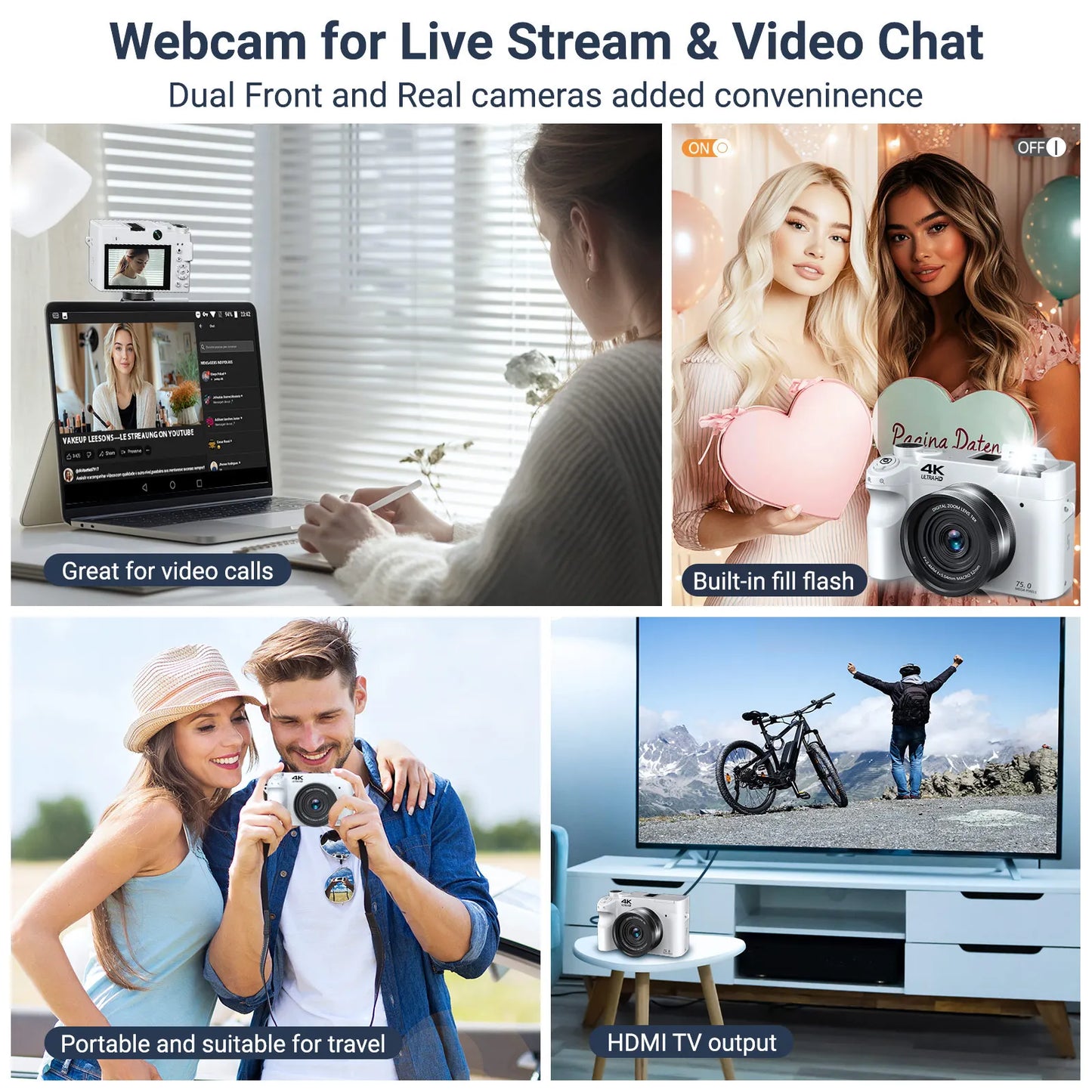 Gavonde 4K Digital Camera Autofocus Anti Shake Vlogging