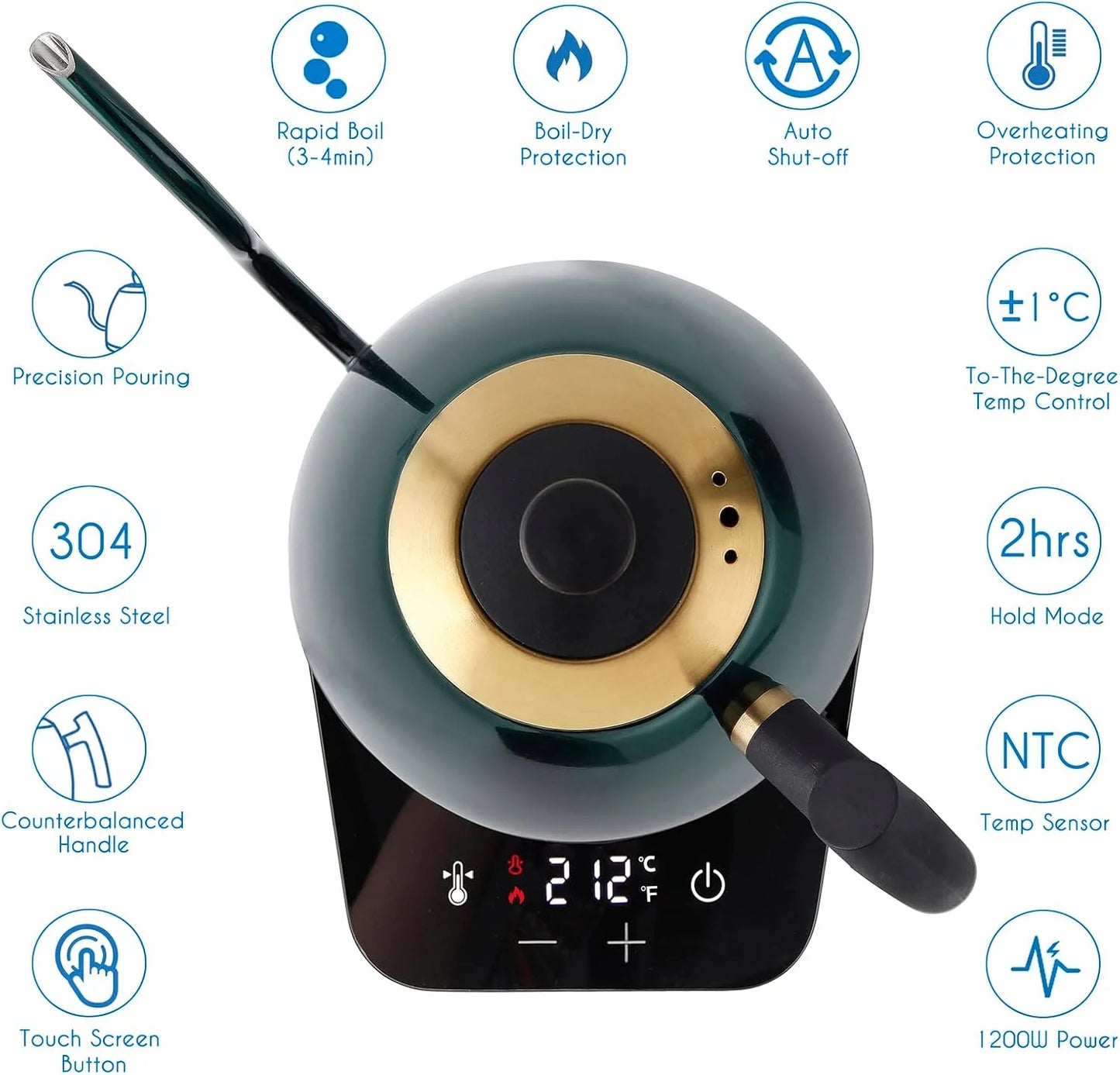 Easyworkz Temperature Controlled Electric Gooseneck Kettle Stainless Steel