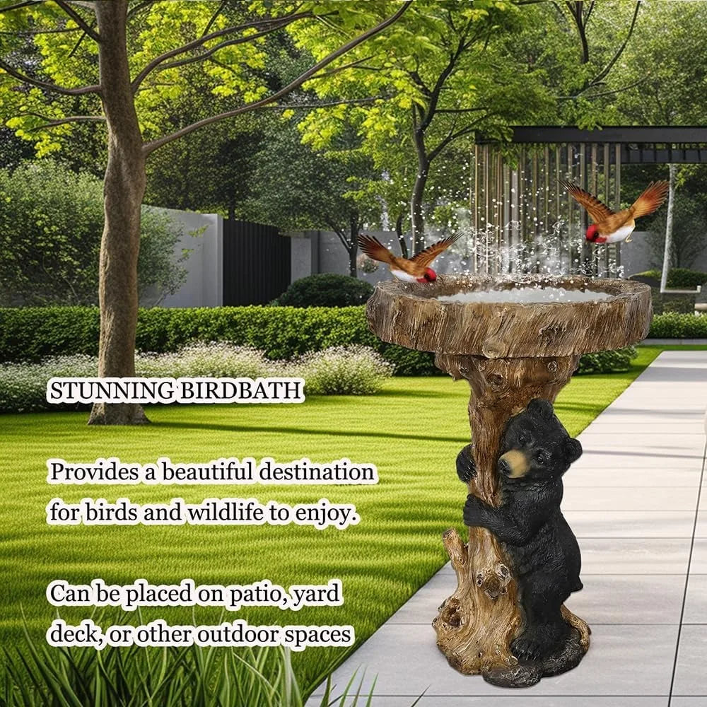 Resin Fiber Outdoor Bird Bath Garden Standing Bird Bath Decor