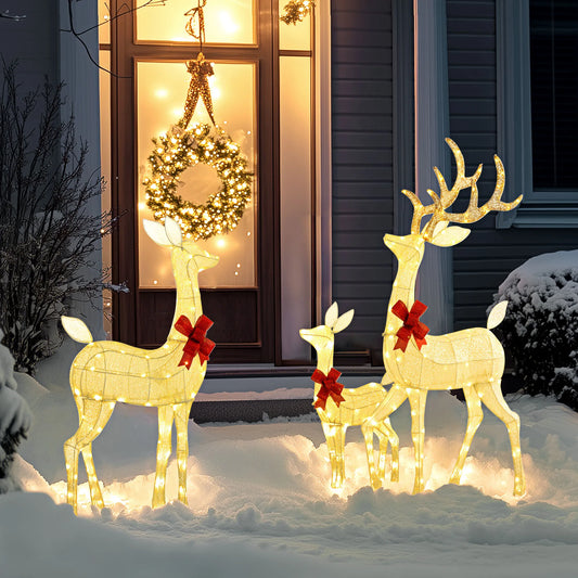 Outsunny Light Up Christmas Deer Family Set Of 3 With Led Lights