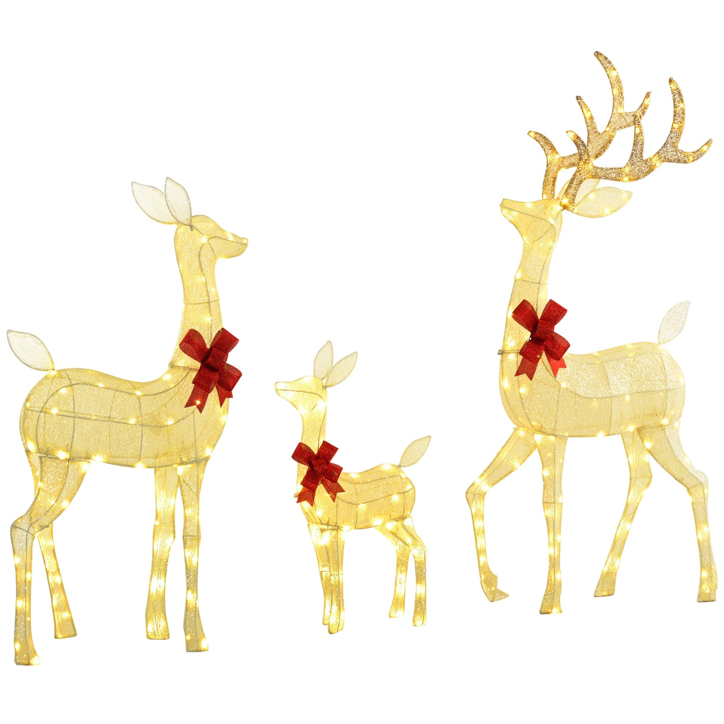Outsunny Light Up Christmas Deer Family Set Of 3 With Led Lights