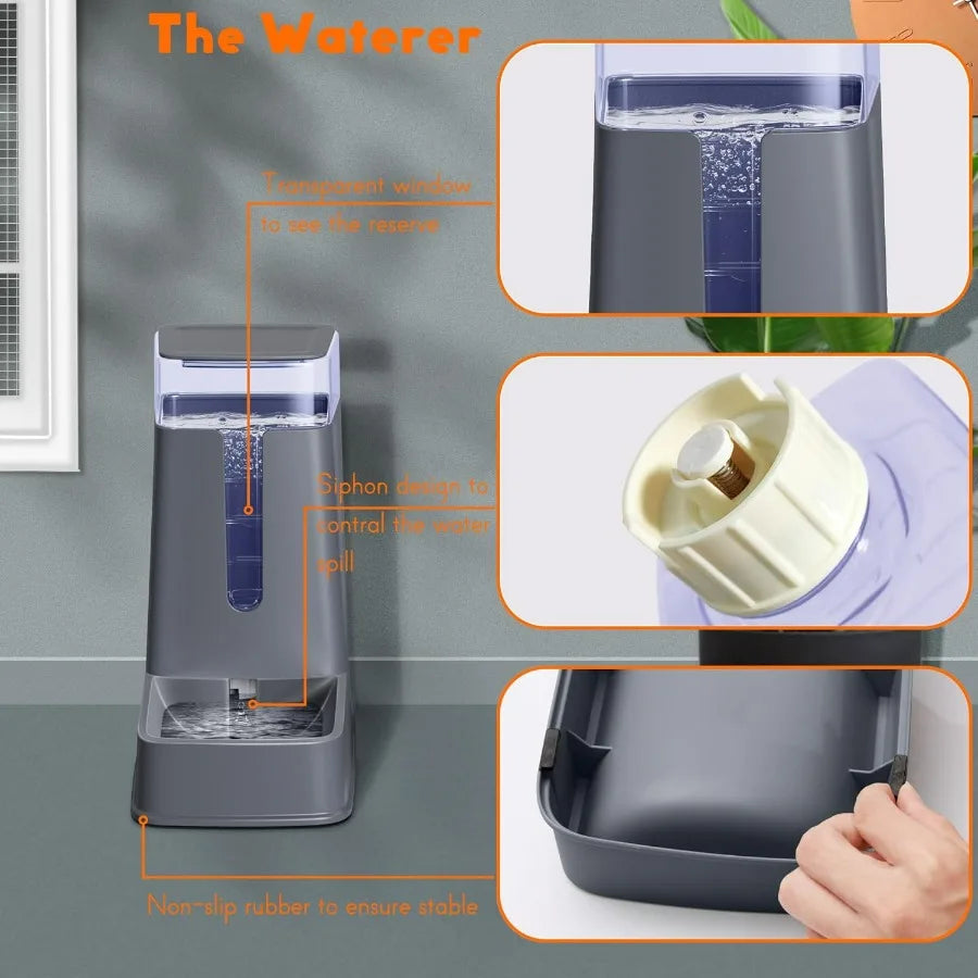 Hipidog Automatic Pet Feeder And Waterer Dispenser Set