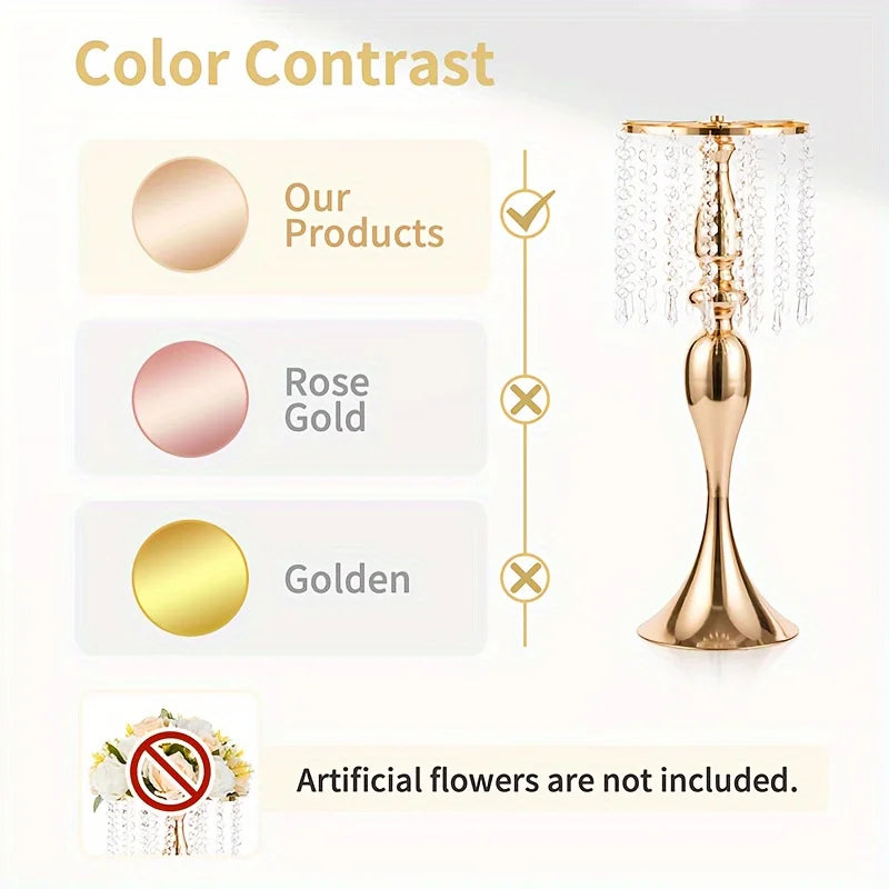 Function Crystal Flower Stand Centerpiece Metal Vase For Weddings