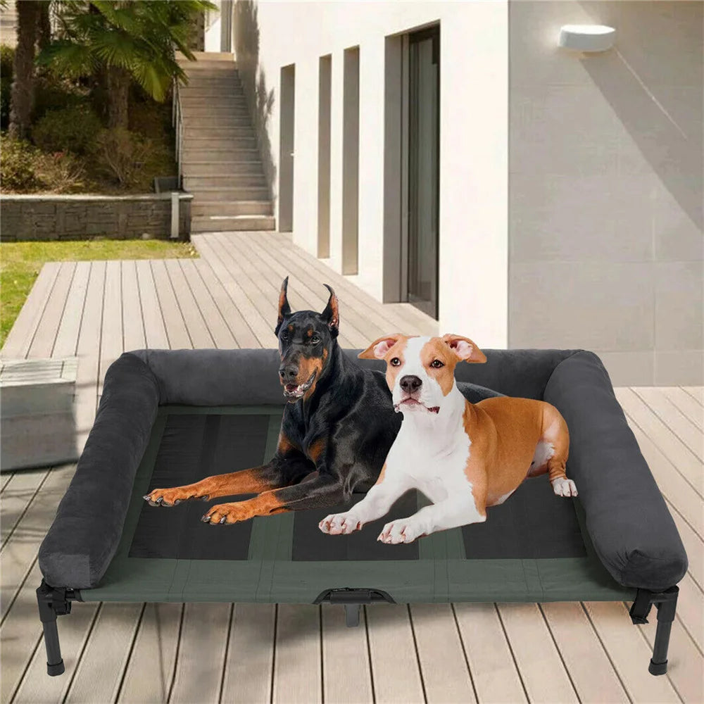 BORWARTCN Outdoor Raised Dog Bed With Cooling Breathable Mat