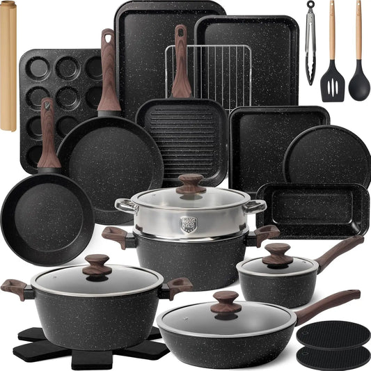 FCM Pots And Pans Set Nonstick 31 Piece Cookware Collection
